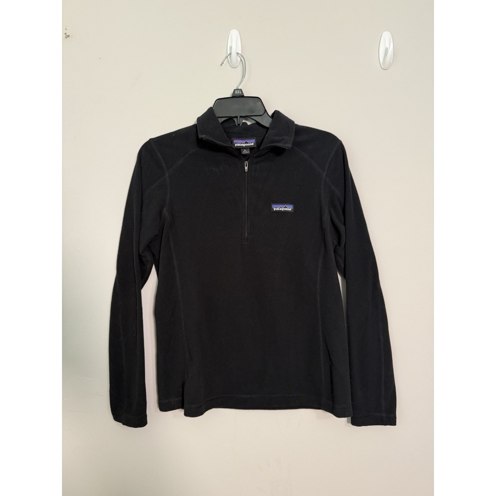 Patagonia Pullover Womens Small Black Fleece Quarter Zip Outdoors Hiking Camp